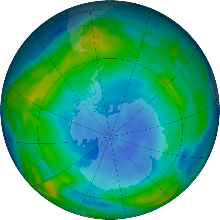 Antarctic ozone map for 14 July 2013